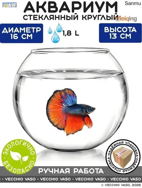 Круглый аквариум 1.8 л прозрачный