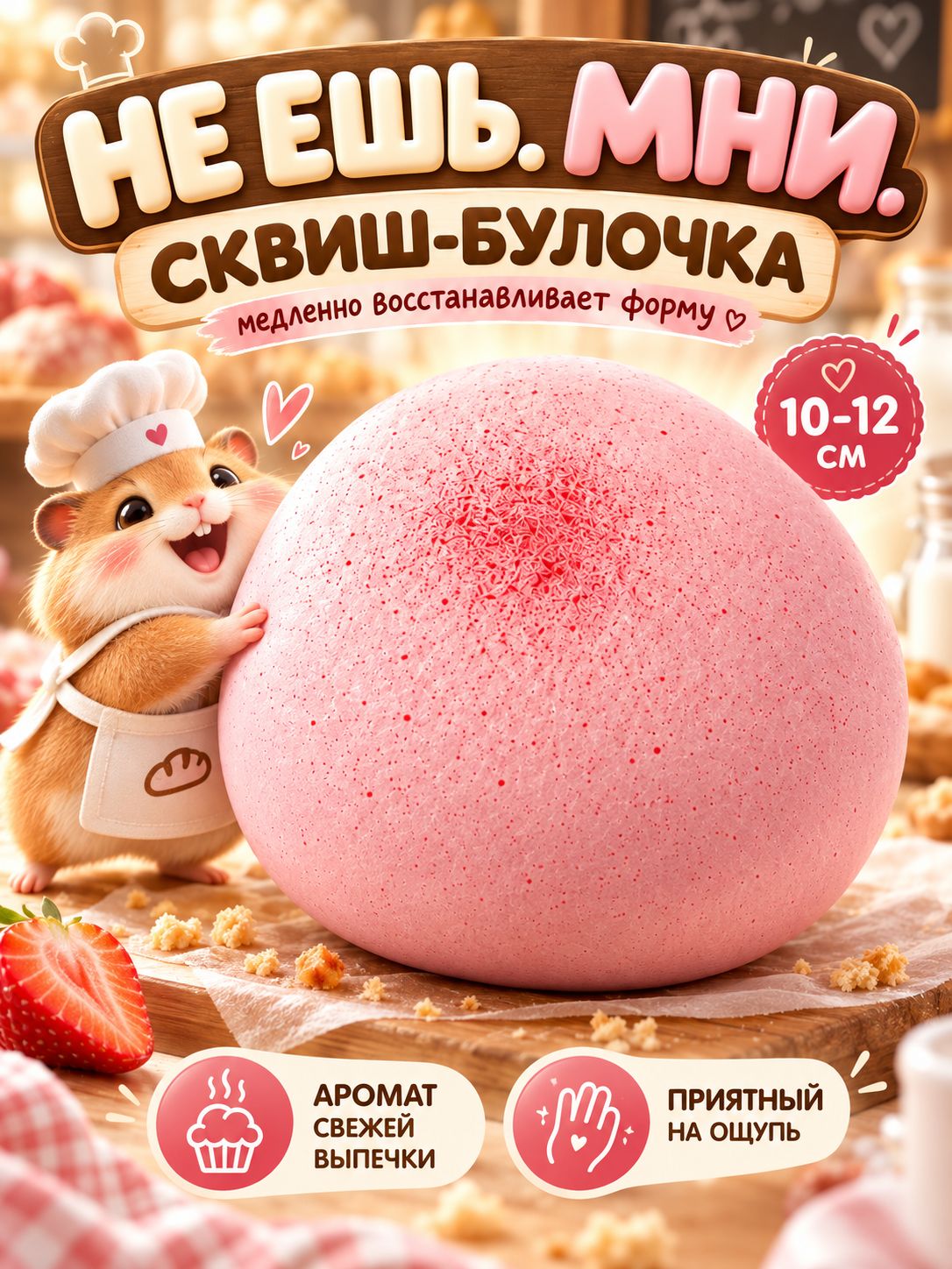 Butter сквиш-антистресс Булочка, мягкая ароматная игрушка-мялка Slow Rising, сладкая булочка с глазурью