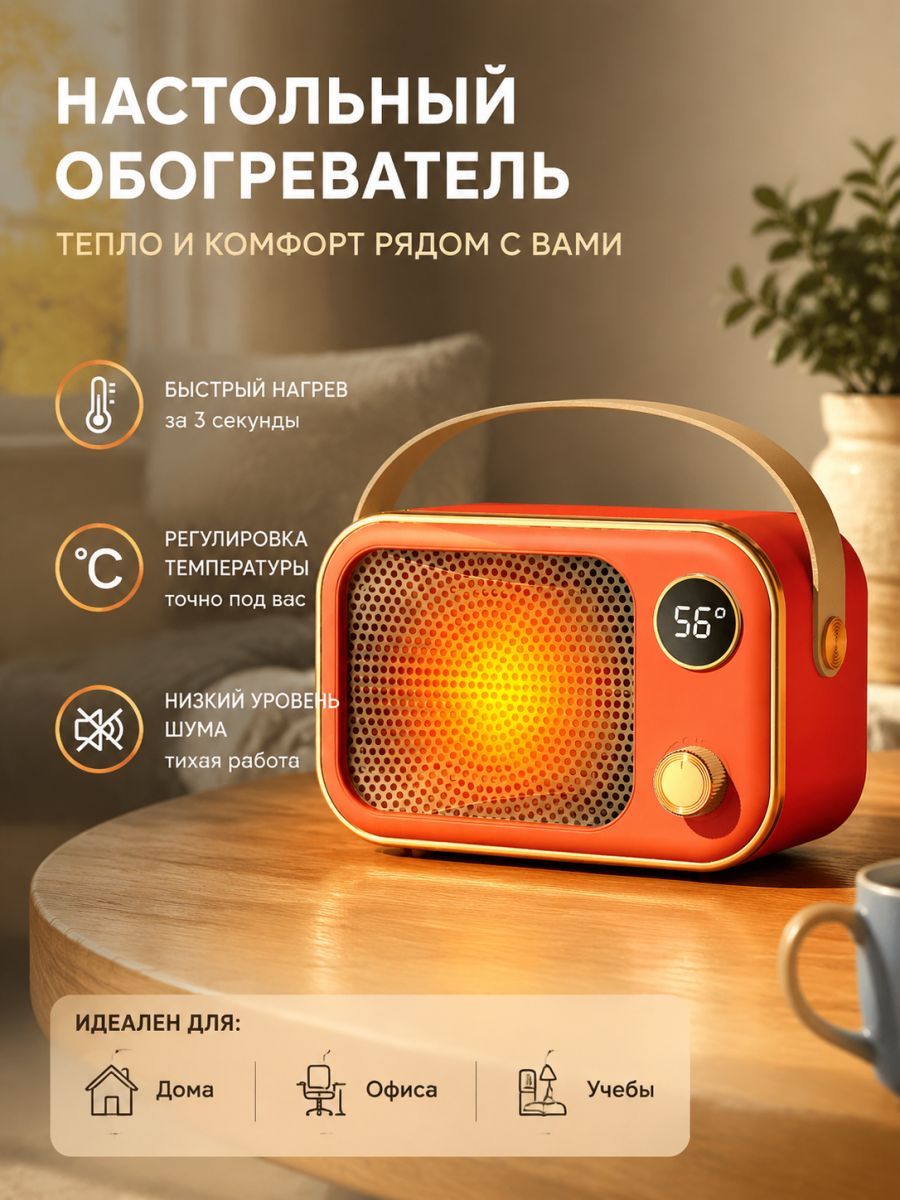 Обогреватель HIBIBUD с термостатом, переносной для дома, радиатор для помещений, беспроводной для кемпинга и авто