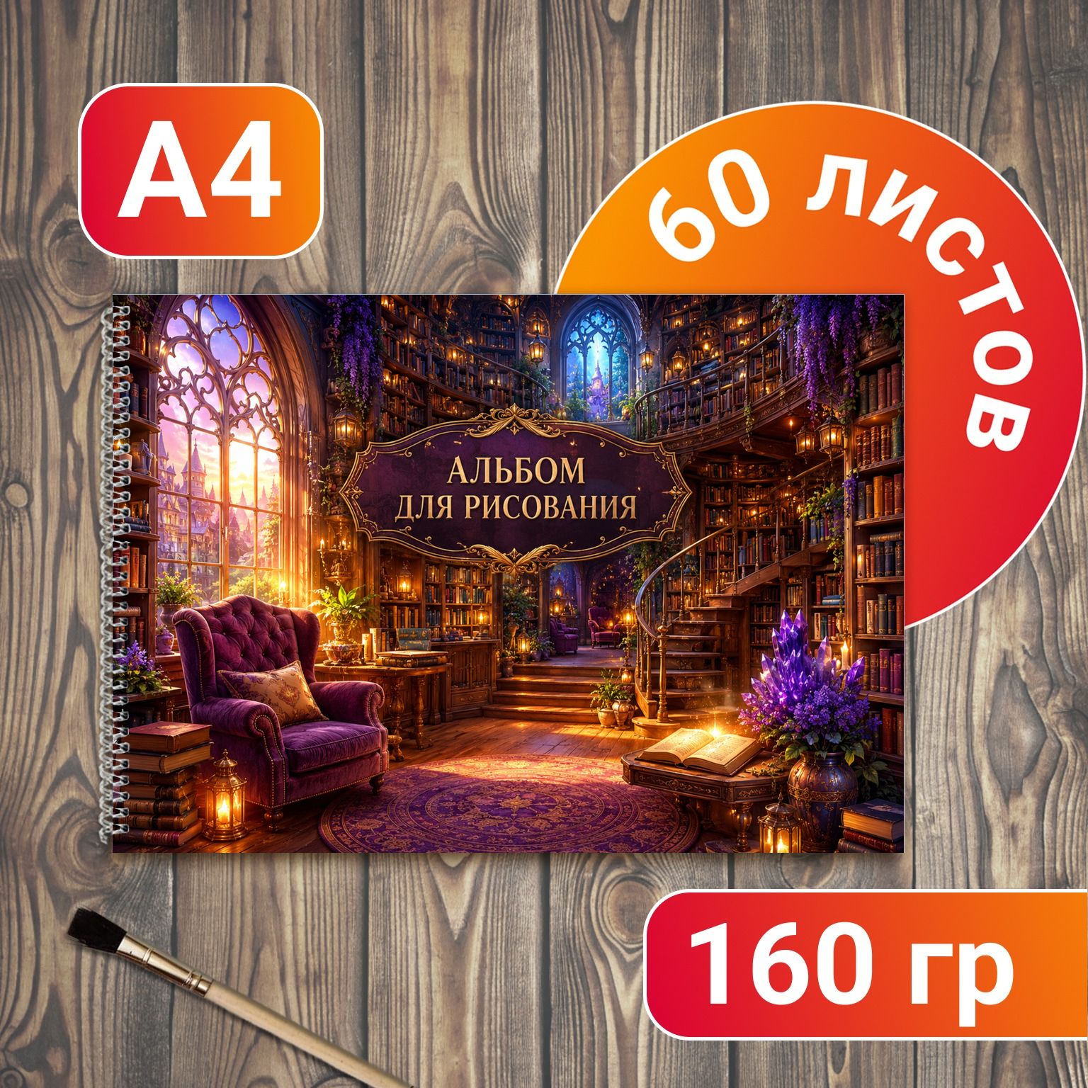 Альбом для рисования Уютная библиотека А4 60 листов