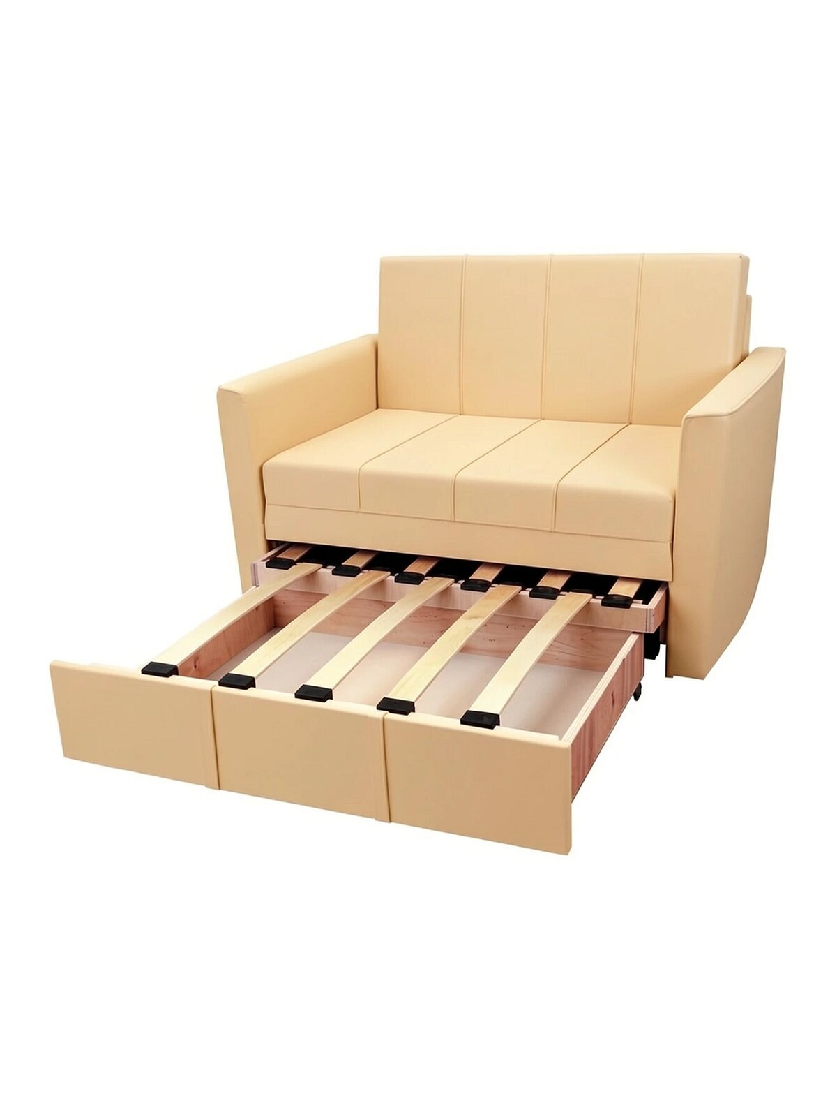 Диван-кровать StylChairs Сёма, обивка велюр, ширина 120/124 см, цвет бежевый — фото 1