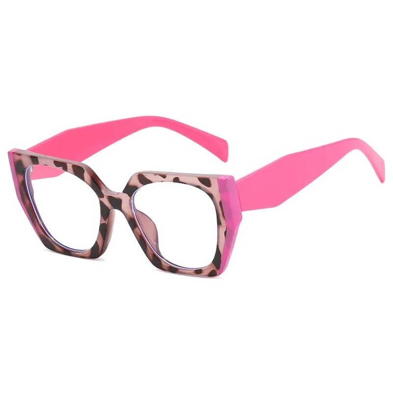 FELRES Винтажные очки для близорукости TR90 анти-синий свет Leopard Rose Red, Розовый, Myopia-5.0