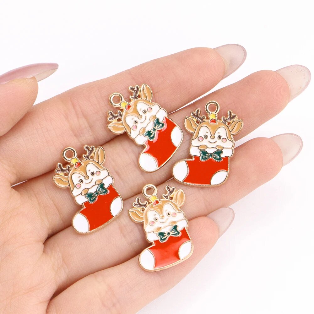 Санта-Клаус Снежный домик шармы RUWENSHU цинковый сплав Белый, 10pcs