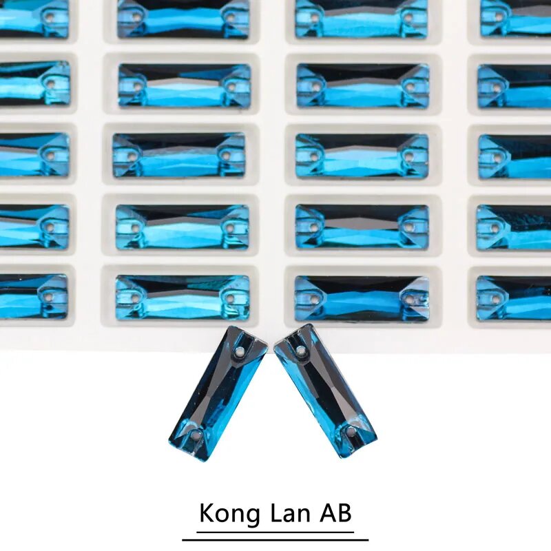Стразы-аппликации для декора Синий, 9x27mm 24pcs, peacock blue