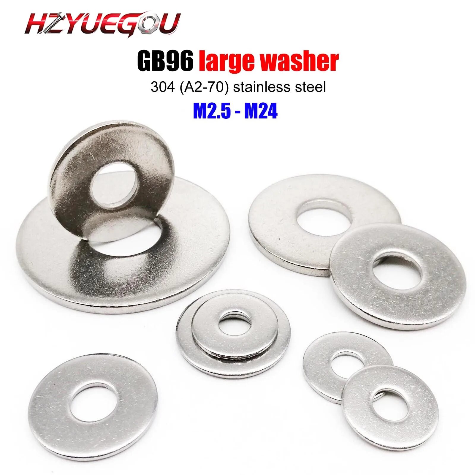 Шайбы HZYUEGOU из нержавеющей стали 304 100pcs M2.5x8x0.8