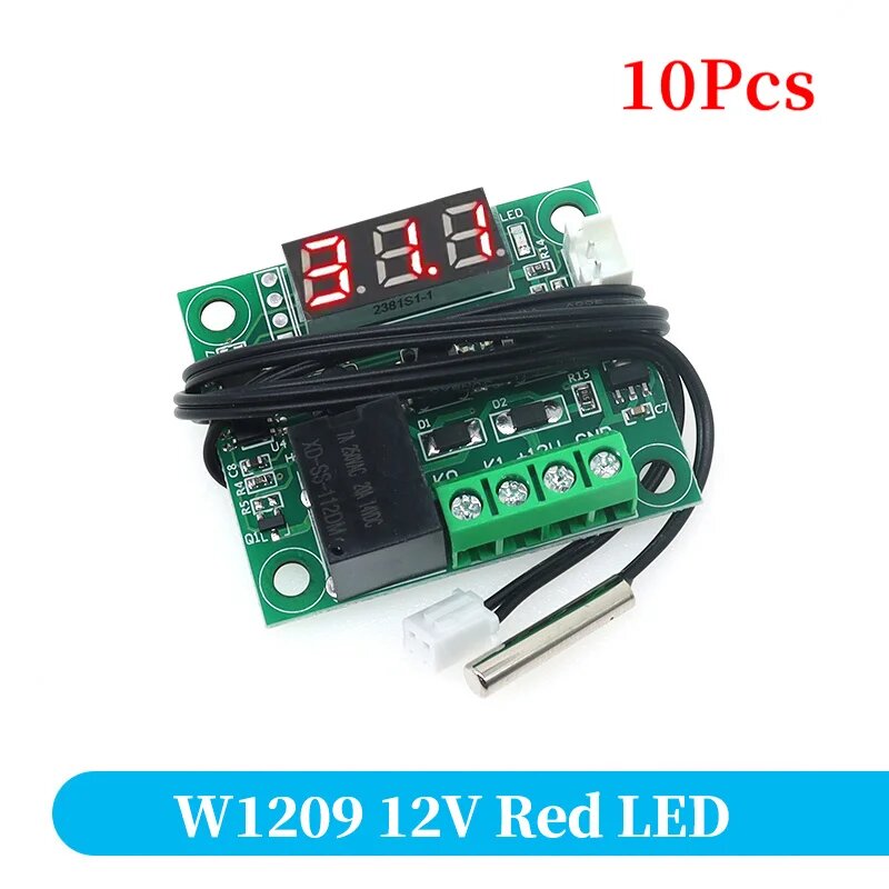 Термостат XH-W1209 Красный, 10Pcs W1209 12V Red