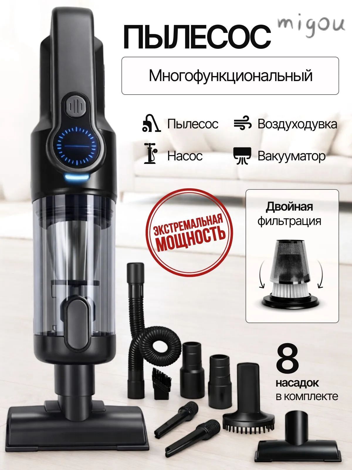 Пылесос для автомобиля Мощный