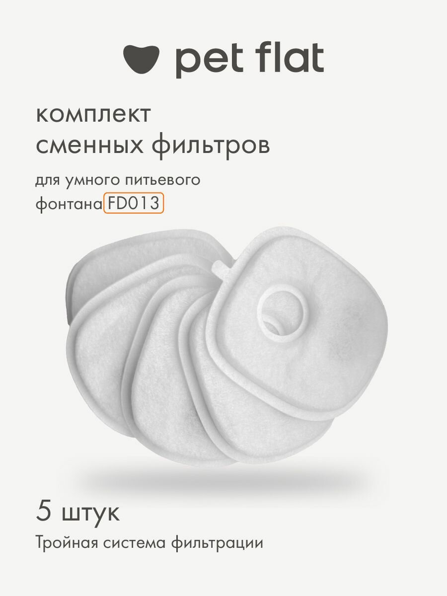 Фильтр для поилки - фонтана FD013 Pet Flat для кошек и собак, набор 5 шт