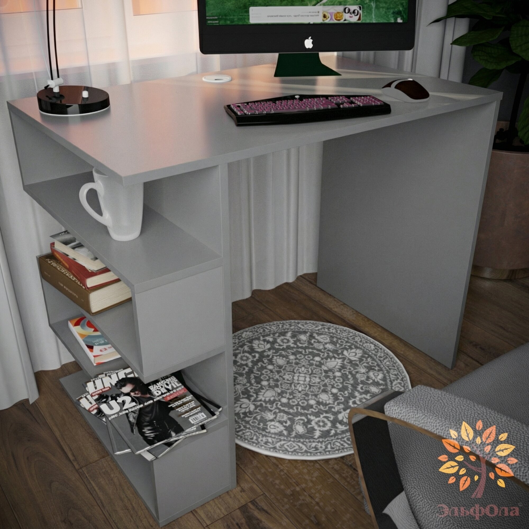 Стол "Елена", цвет серый / серый , 56 х 90 х 74 , МФ ЭльфОла