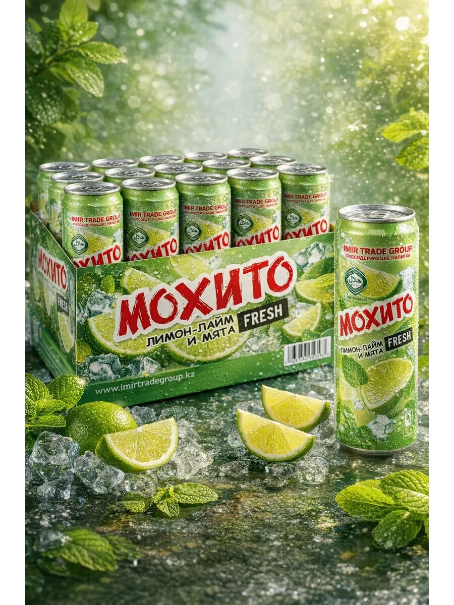 Moxito, с лаймом и мятой, среднегазированный, 12 бутылок по 0,45 л