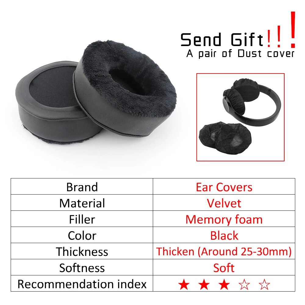 Амбушюры Ear Covers для ISK HD9999 MDH9000 Черный, Velvet Earpads