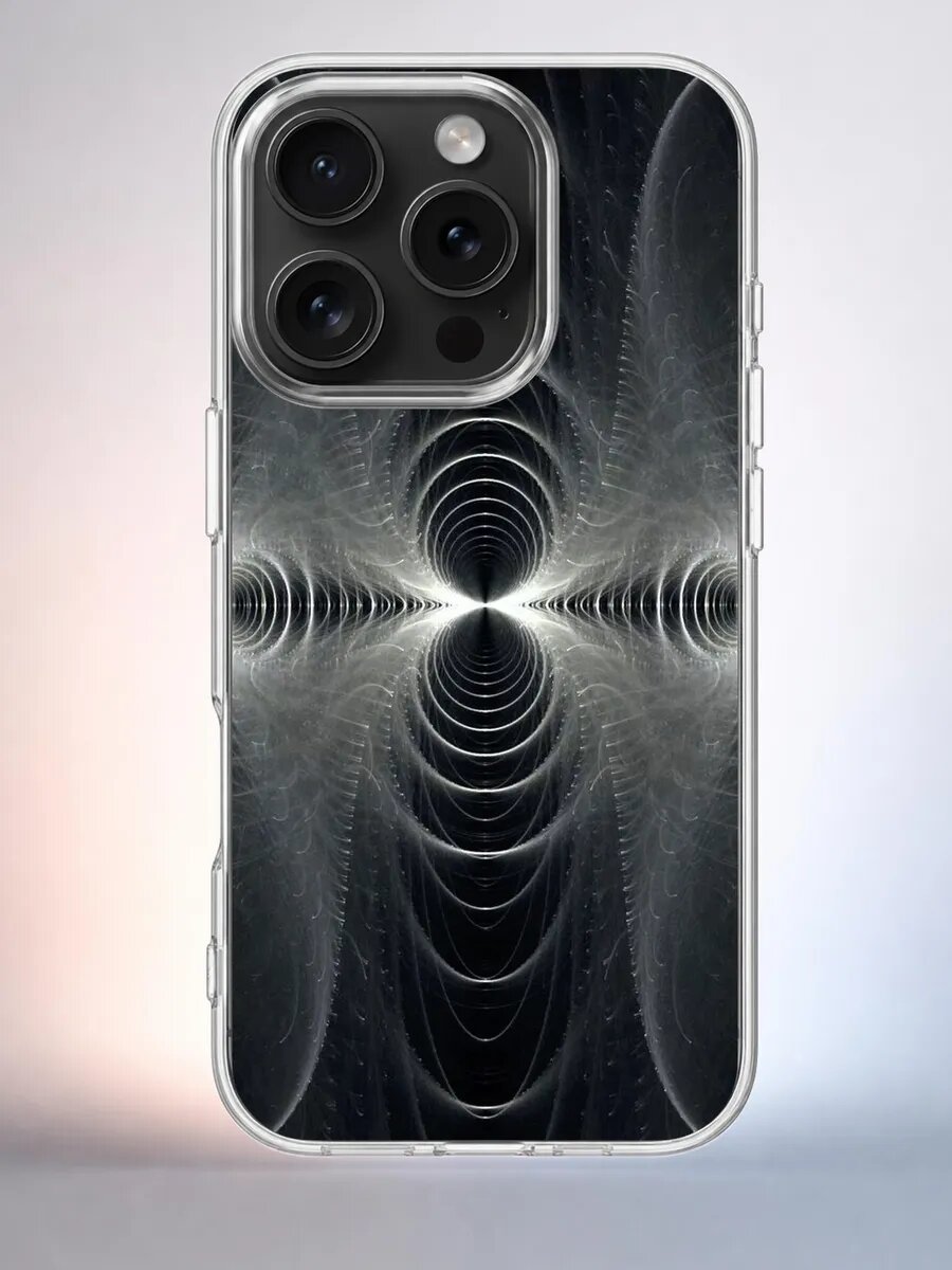 Чехол iPhone 15 Pro фрактал силиконовый прозрачный