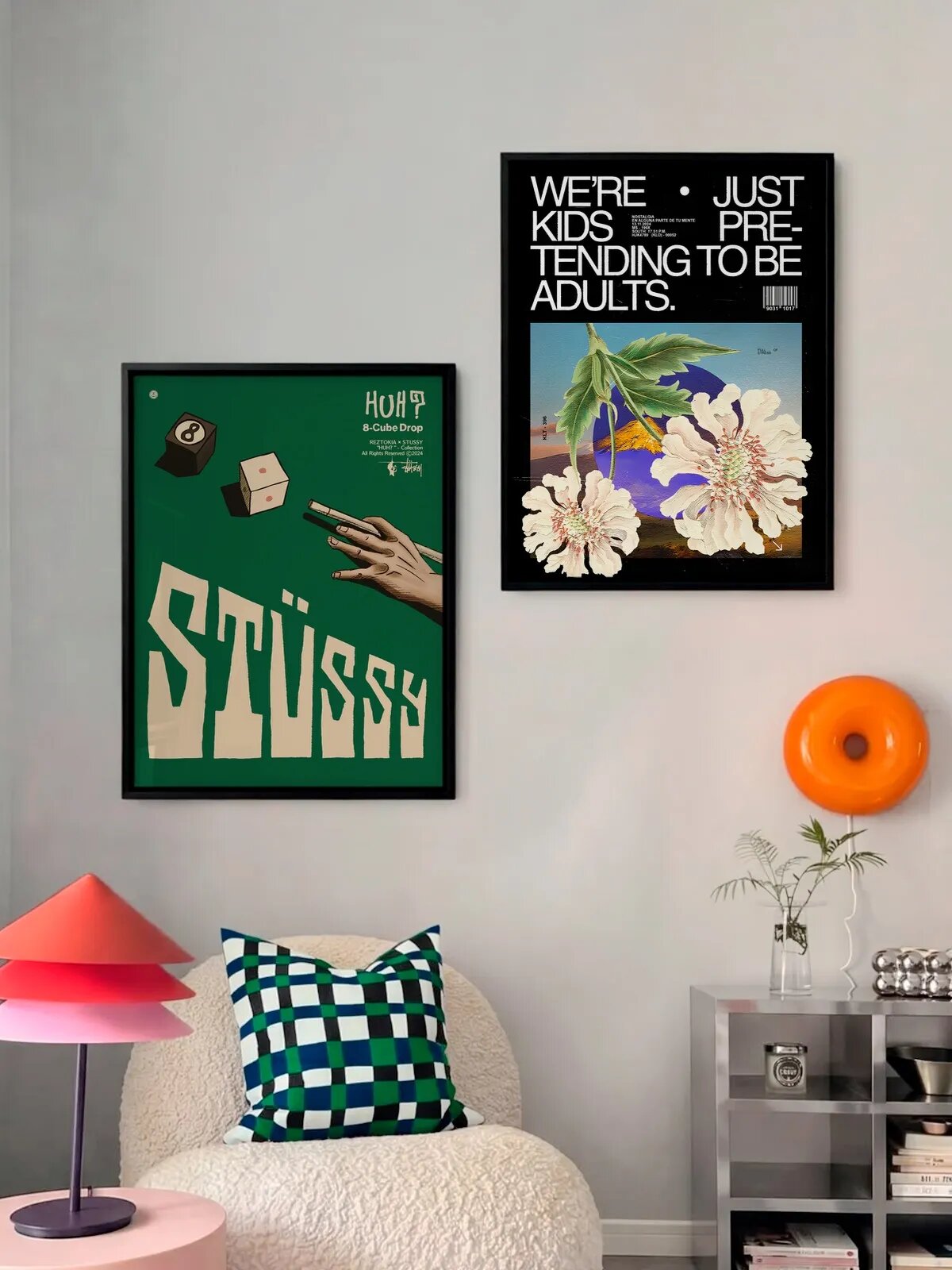 Набор постеров "STUSSY 8-Cube Drop x Adults", 30x40 см, 2 штуки