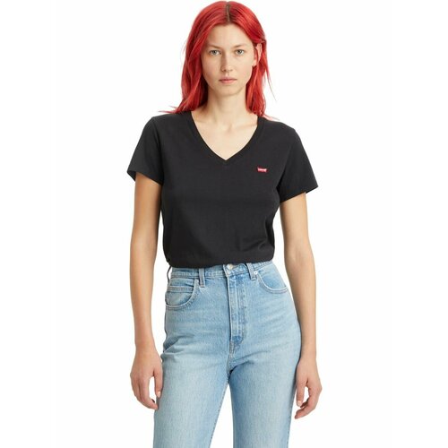 фото Футболка levi's women the perfect v-neck tee, размер xs, чёрный