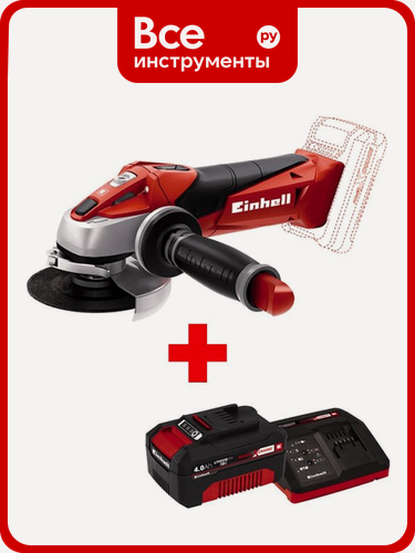 Изображение товара Угловая аккумуляторная шлифмашина Einhell PXC TE-AG 18/115 Li +1 аккумулятор PXC 4.0Ач + ЗУ 3А 4431110SET
