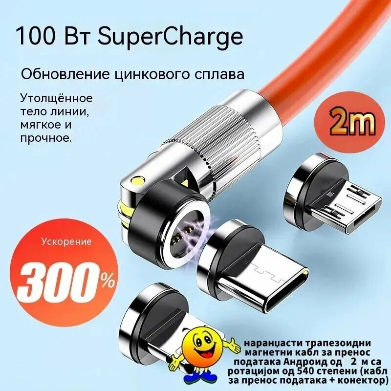 Кабель для мобильных устройств USB Type-C/USB Type-C, 2 м, оранжевый