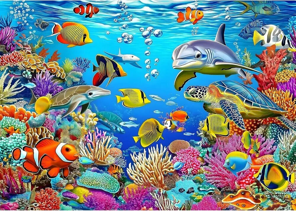 Деревянные пазлы 1000 элементов, подарочная упаковка,50x75cm, Подводный мир, подарочный набор для взрослых, продвинутый уровень сборки 5-10.