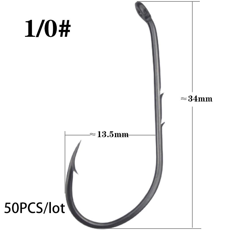 EARTHCORE Рыболовные крючки из высокоуглеродистой стали 50 шт Черный, Fish Hook-032-1-0