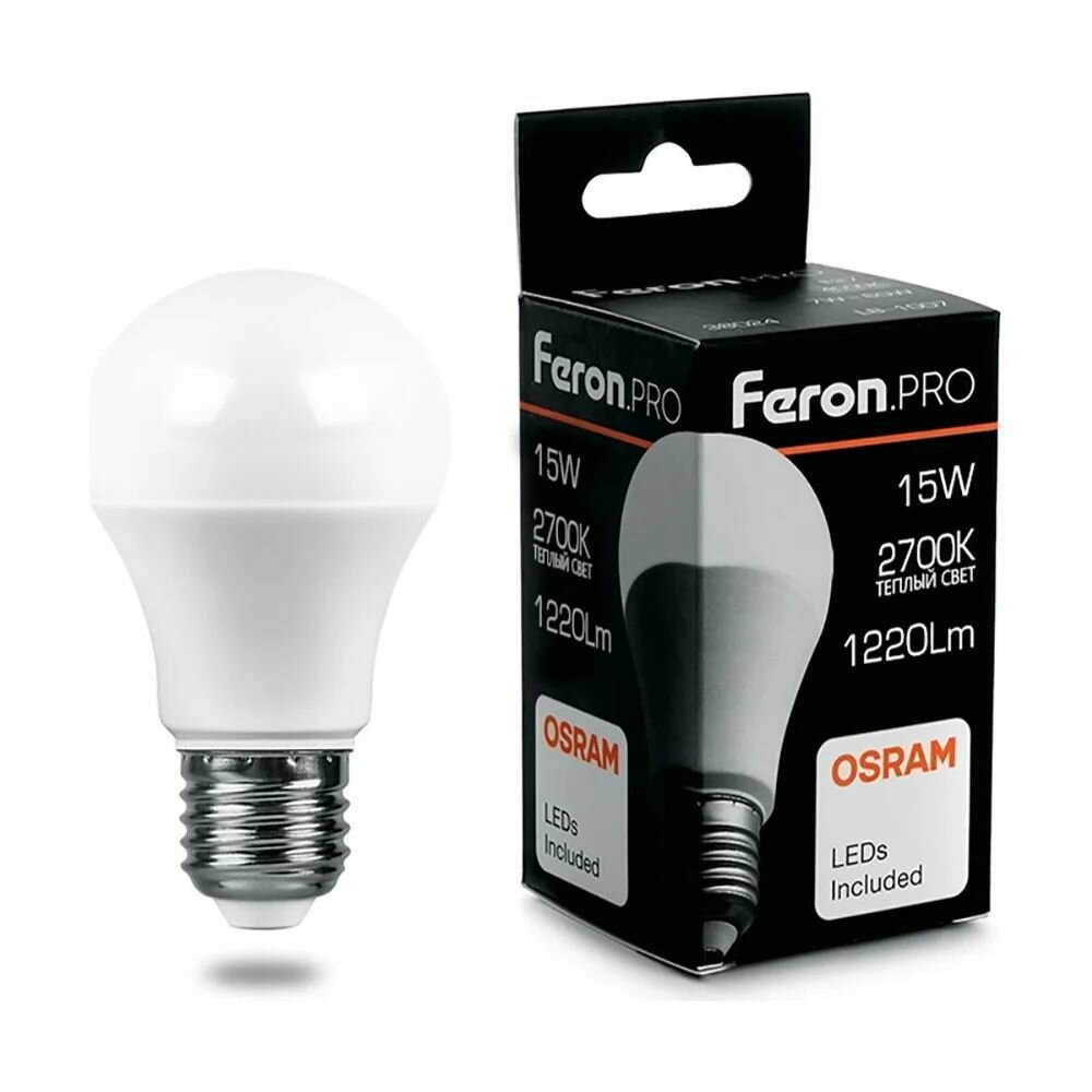 Светодиодная лампа FERON PRO LB-1015 Шар E27 15W 2700K OSRAM LED 38035