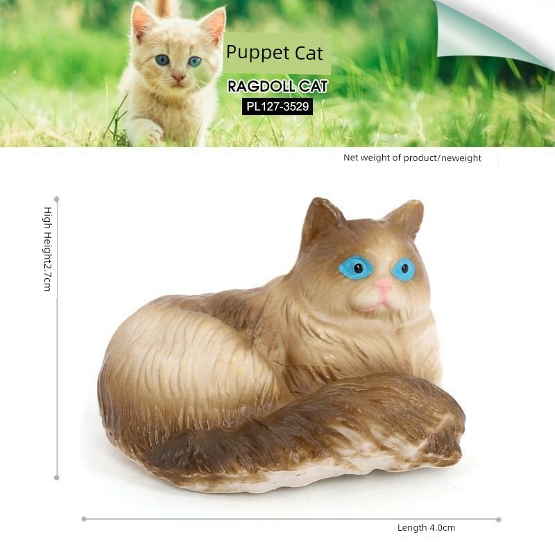 Миниатюрная фигурка кошки породы рэгдолл для детей, образовательная игрушка, 3D животное, развивающий подарок для