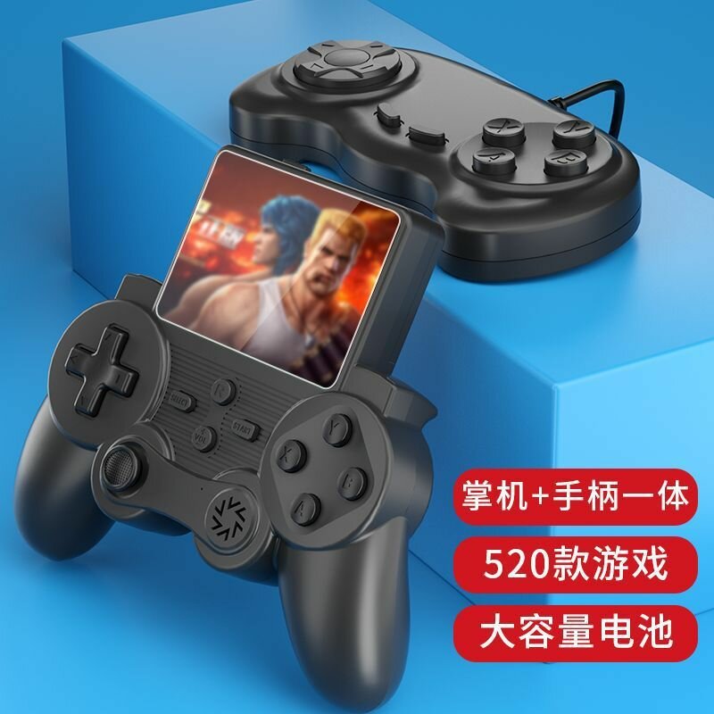Черная игровая консоль с 520 играми, 3-дюймовым экраном с антибликовым покрытием, режим для двух игроков, 2 батареи и