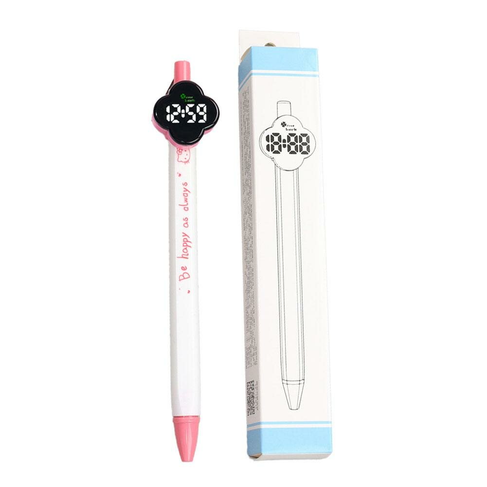 Ручка с электронными часами, бесшумная, для экзаменов, в форме четырехлистного клевера