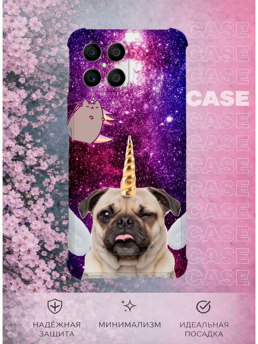 Чехол на Honor X8 с принтом Смешной мопс