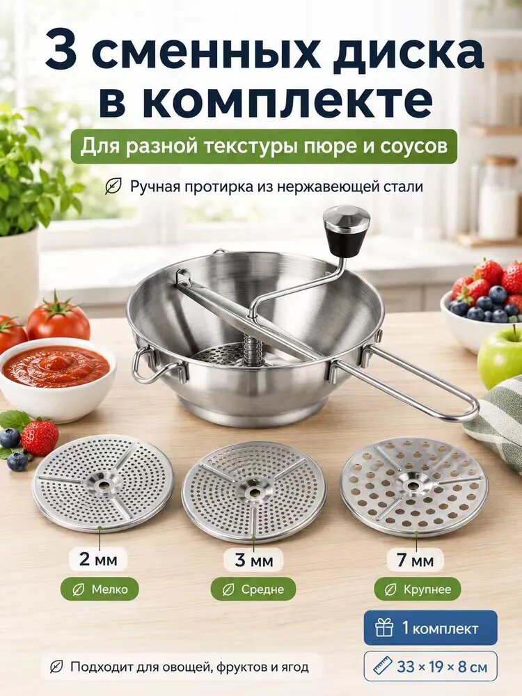 Протирка овощей, фруктов, ягод, диаметр 20 см, 1 предм.