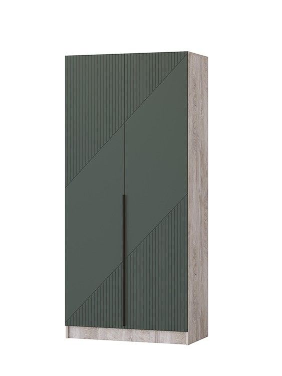ChairCharm Авис Шкаф двухстворчатый 1,0х2,2х0,520 Дуб Эндгрейн/Грин с золотой ручкой