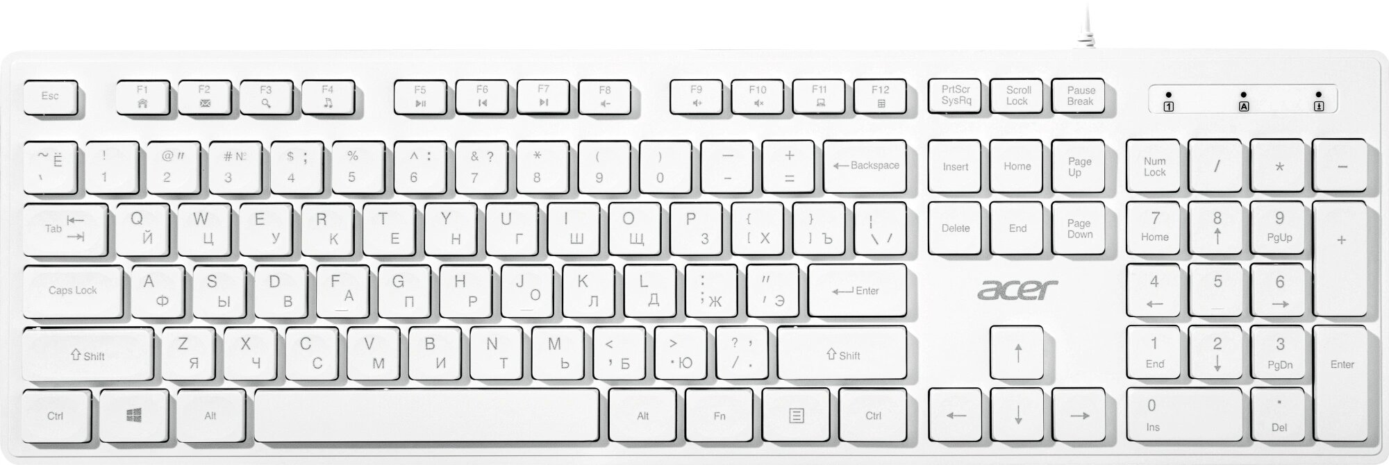 Клавиатура OKW503 белый USB Multimedia (ZL. KBD11.00Q)
