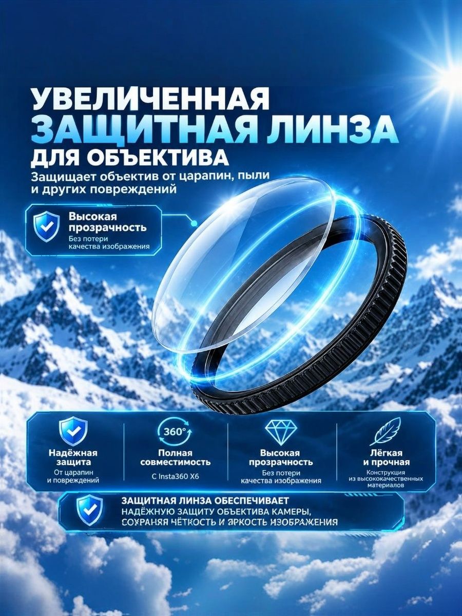 Insta360 X6 Защитные линзы Premium Lens Guards, 2 шт (копия)