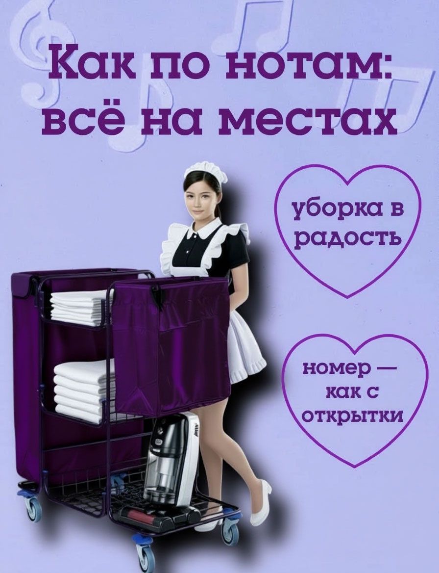 Гостиничная профессиональная тележка для горничной Кабриолет 95.275-11