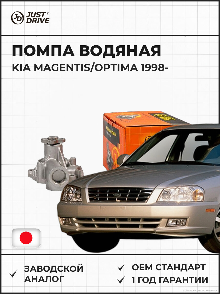 Помпа водяная JUST DRIVE JPW0126 KIA MAGENTIS/OPTIMA 2.0/2.4 1998> Киа Магентис Оптима 2.0 2.4 с 1998
