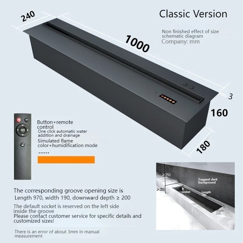 Умный камин 2026 1000mm 39.37in, APP control