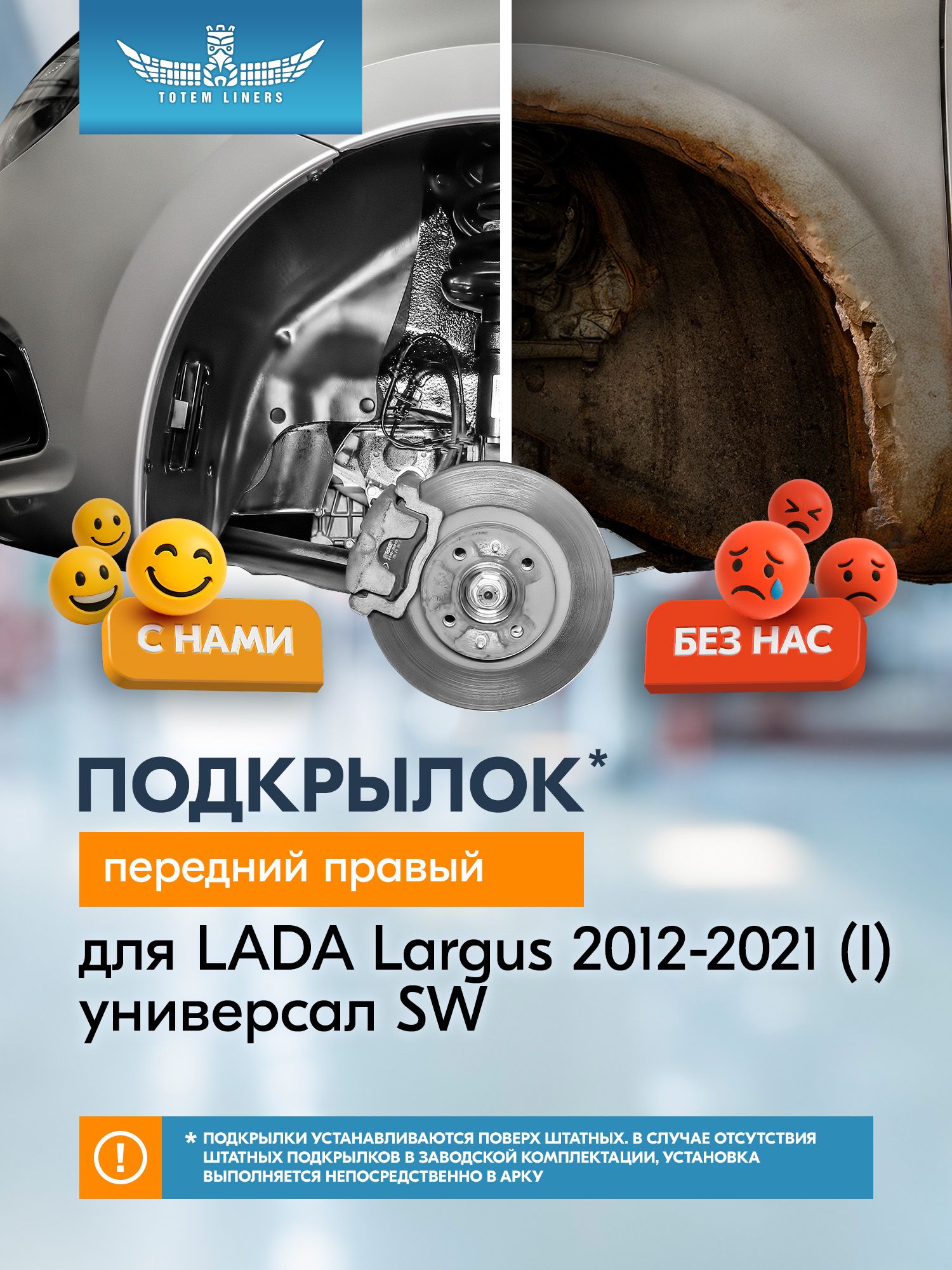Подкрылок LADA Largus, 2012 -2021 (передний правый) / Лада Ларгус