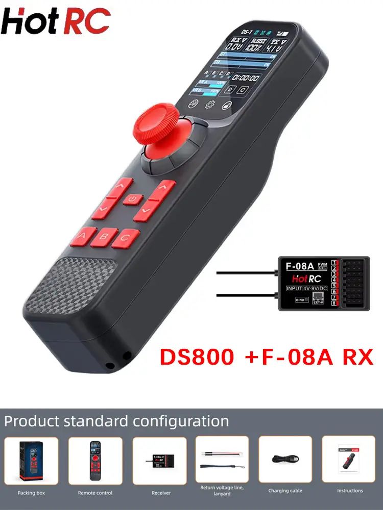 Передатчик HotRC DS-800 FHSS , 8 каналов, 2,4 ГГц, радиосистема, Приемник F-08A для модели RC автомобиля, лодки