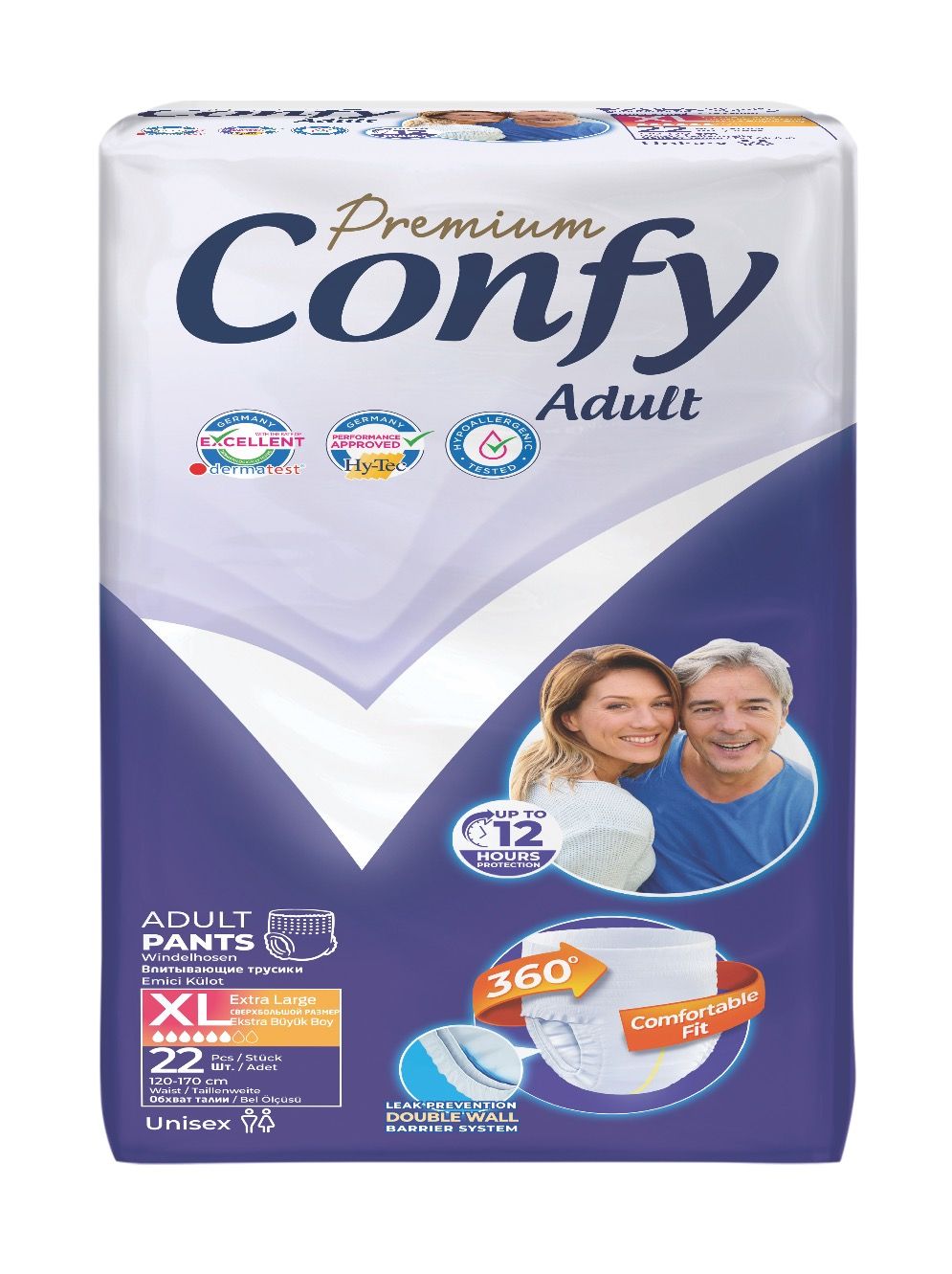 Подгузники-трусы Confy Extra Large, объем талии 120-170 см, 22 шт