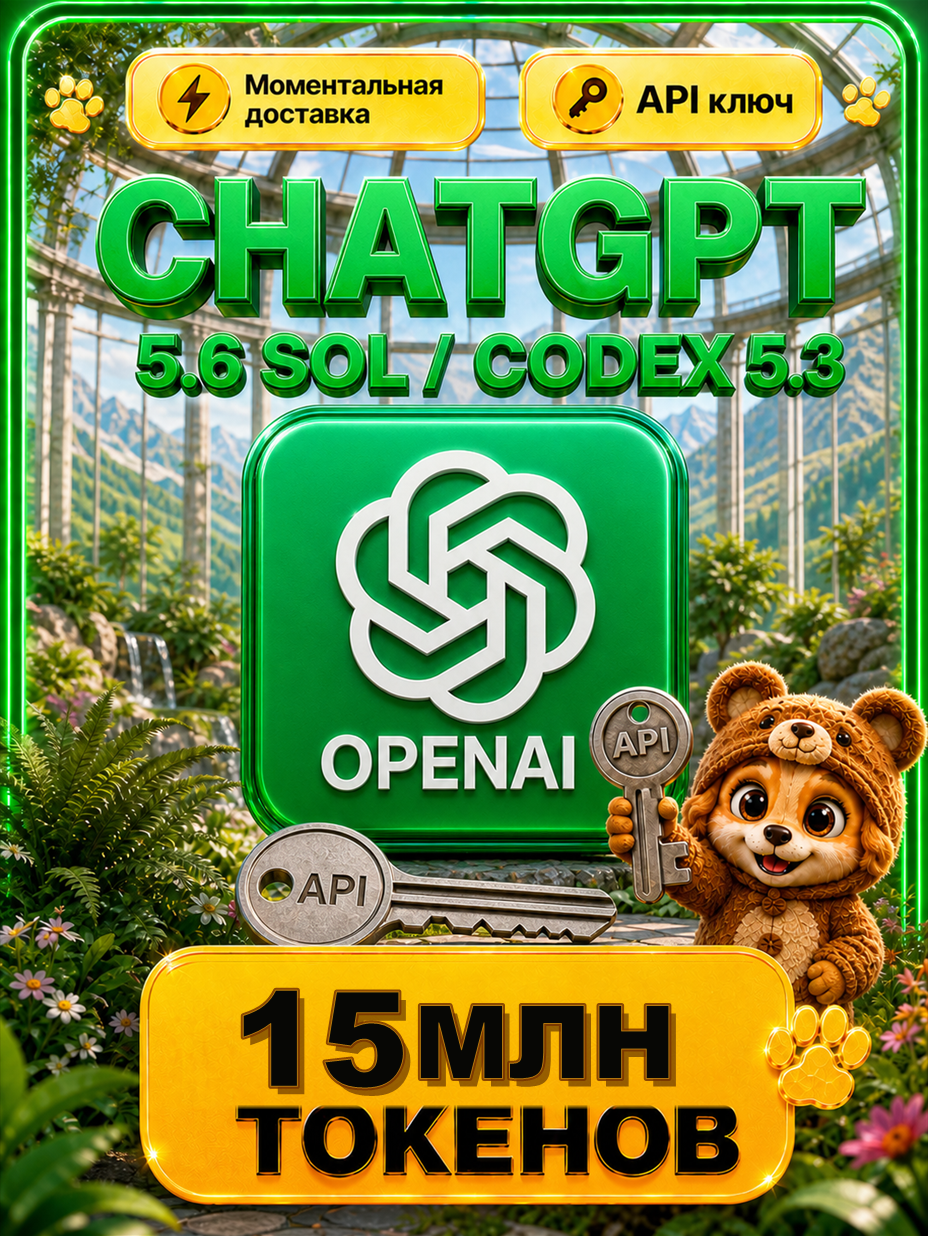 ChatGPT 5.6 Sol и Codex 5.3 API-ключ 15 МЛН токенов