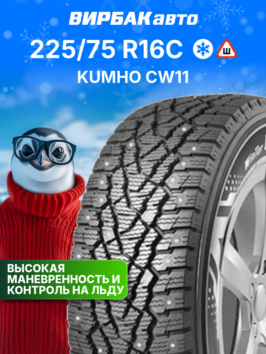 Зимние шины Kumho CW11 225/75 R16C 121/120R 10PR, зимняя автомобильная резина