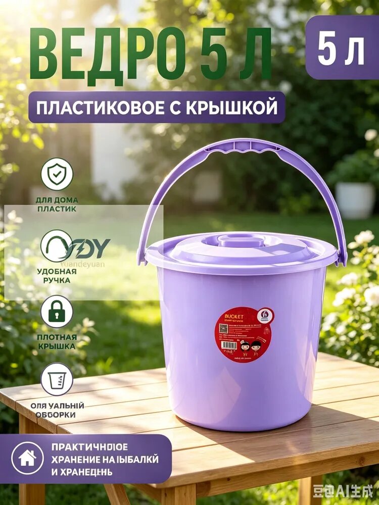 Ведро 5 л пластик 1 шт крышка