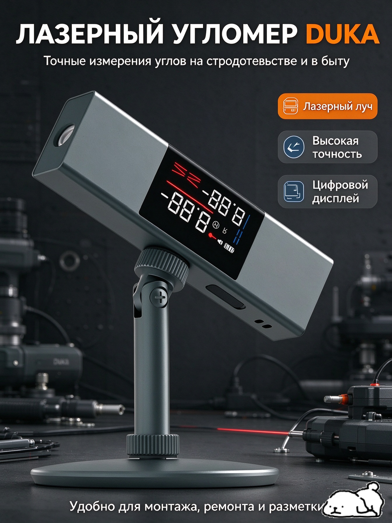Лазерный уровень Xiaomi Duka Laser Casting Angle Meter LI 1 Grey (с кронштейном)