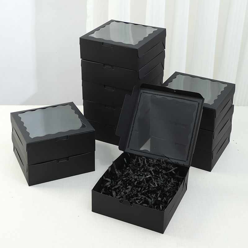 Крафт коробка с прозрачная окном 17.8x17.8x6 см, 10 штук, подарочная Эко упаковка для продуктов, конфет, кондитерских изделий, игрушек, коробка для доставки еды и кейтеринга