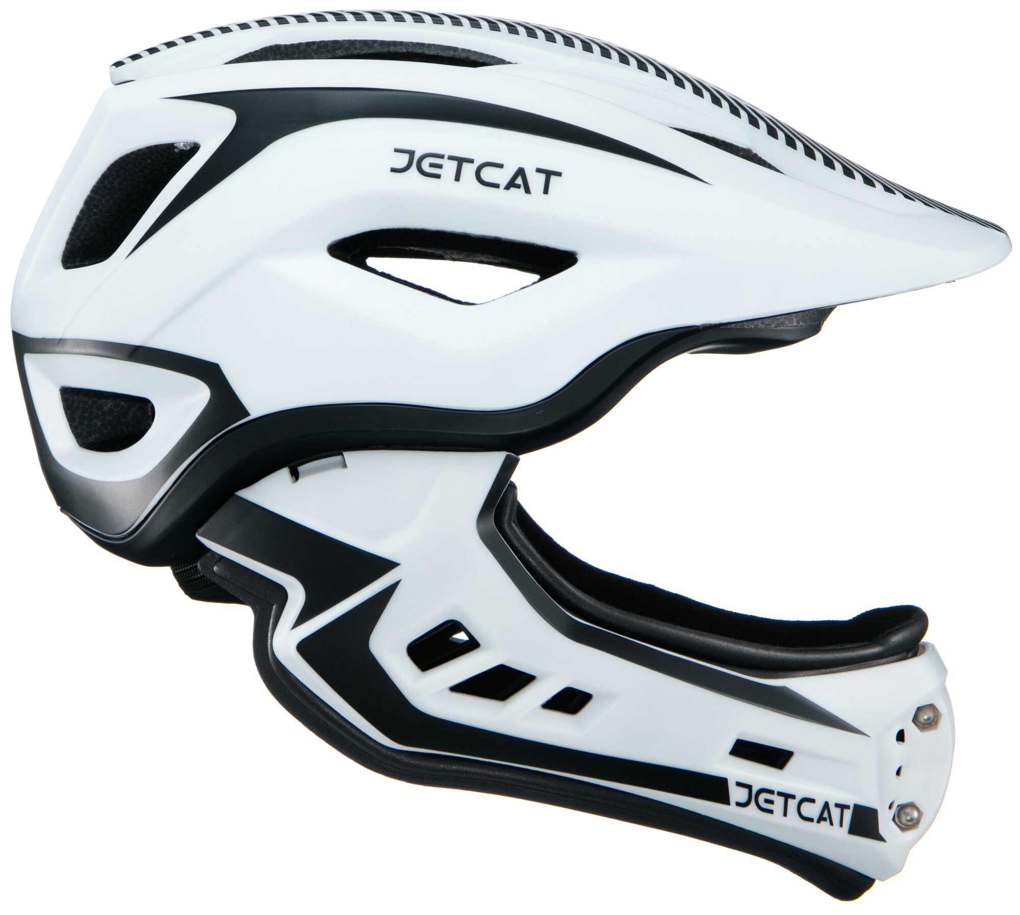 Шлем JETCAT - Raptor размер "М" (53-58см) White/Black - FullFace защитный велосипедный велошлем детский