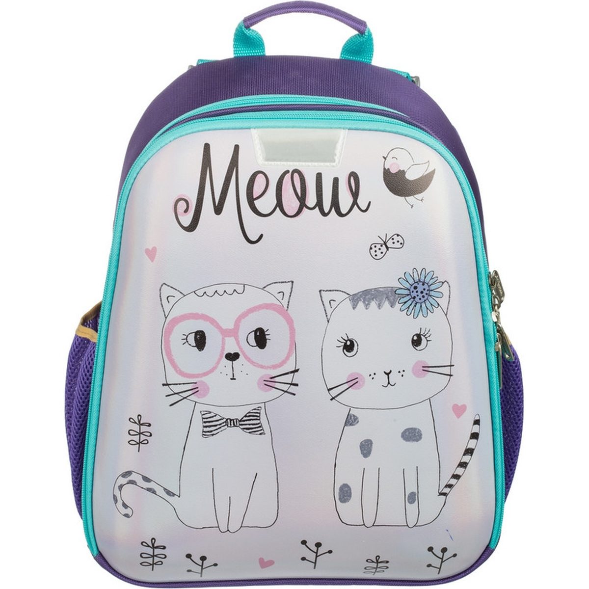 Ранец школьный Комус Класс Meow, экокожа, 2 отделения, ортопедическая спинка, фиолетовый, 5шт.
