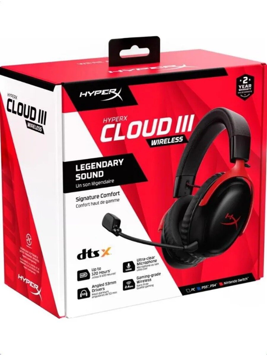 HyperX Наушники беспроводные с микрофоном headset, Bluetooth, USB Type-C, красный