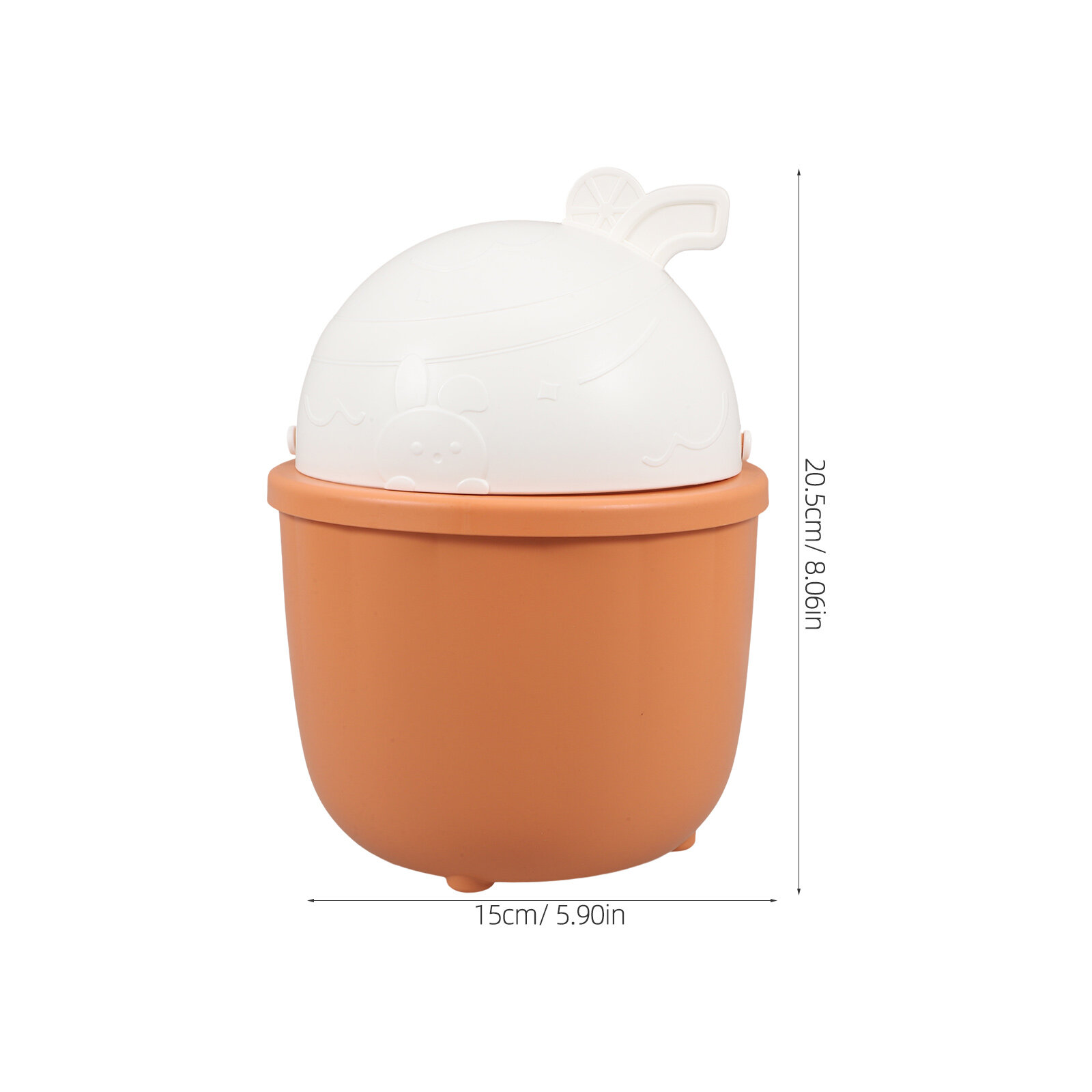 Корзина Для Мусора С Крышкой Мини 20.5X15X15 См Оранжевый Цвет Весёлый Дизайн Кролика Для Стола И Ванной