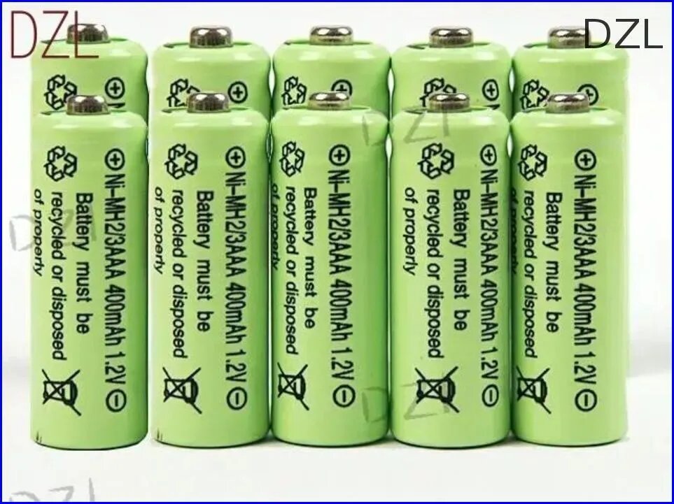 Аккумулятор премиум 2/3 AAA 1.2V, 400mAh 28x10мм, 10 штук, не являющийся батарейкой ААА
