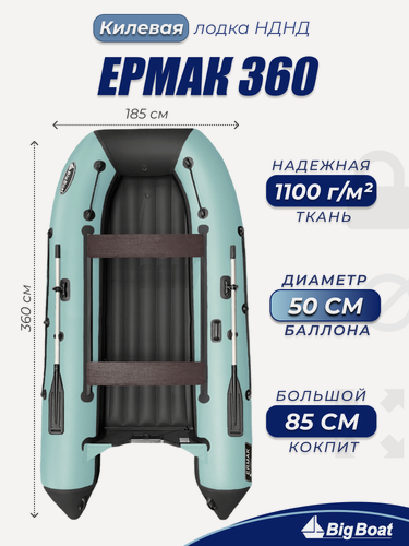 Изображение товара Надувная, под мотор, лодка из ПВХ для рыбалки НДНД Ermak (Ермак) 360