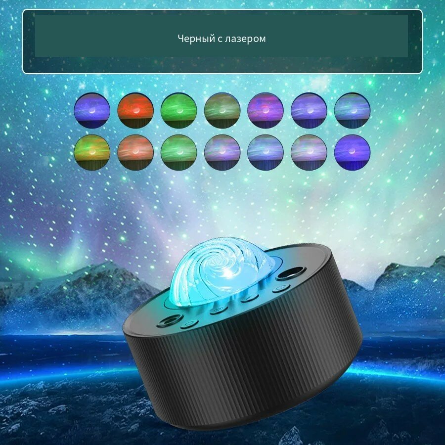 Проектор звездного неба RGB с северным сиянием, Луной, Bluetooth и белым шумом