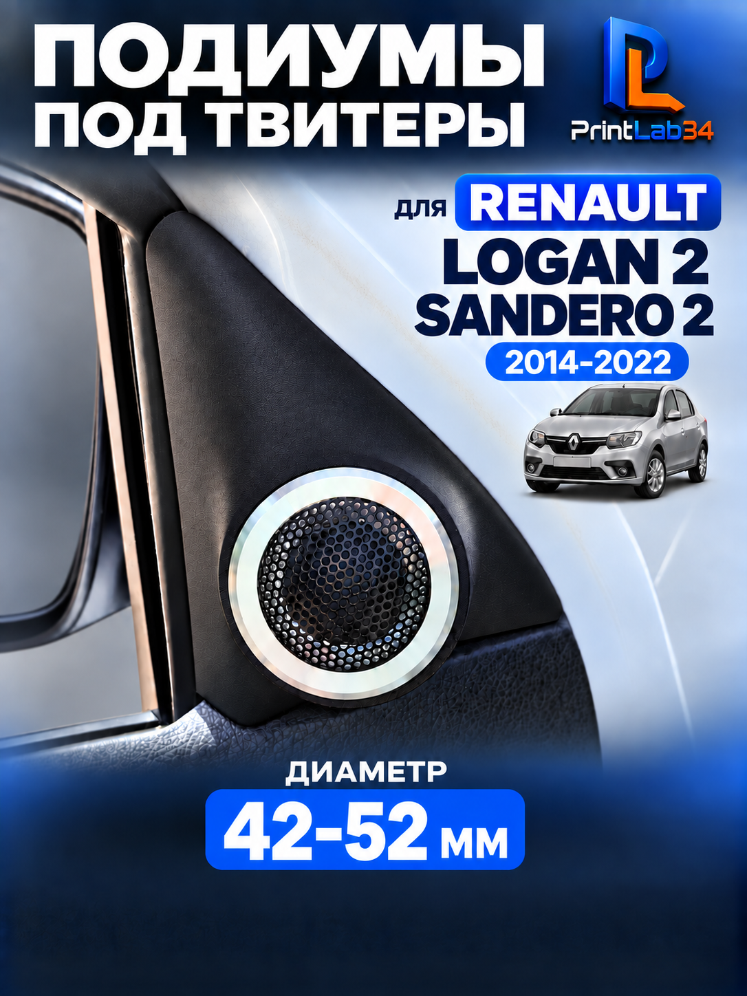Основа подиумов двери под твитеры, динамики для RENAULT LOGAN 2